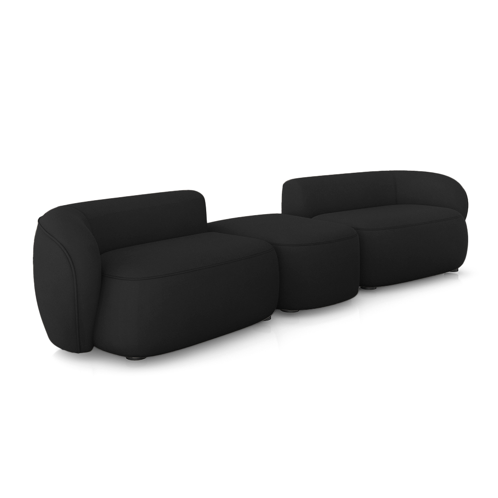 Sofá Versátil Sala de Estar Egito 322cm Modulado Veludo Preto G52 - Gran Belo