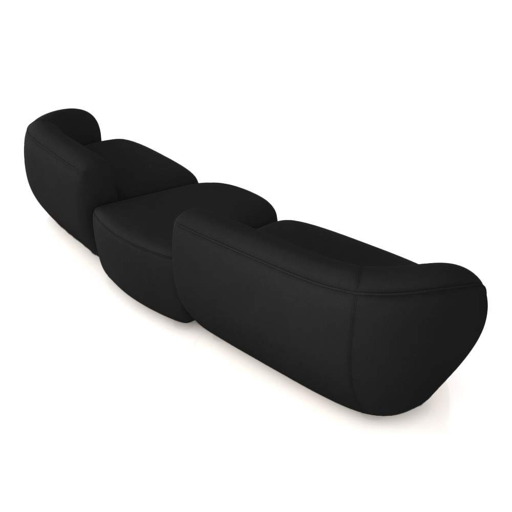 Sofá Versátil Sala de Estar Egito 322cm Modulado Veludo Preto G52 - Gran Belo