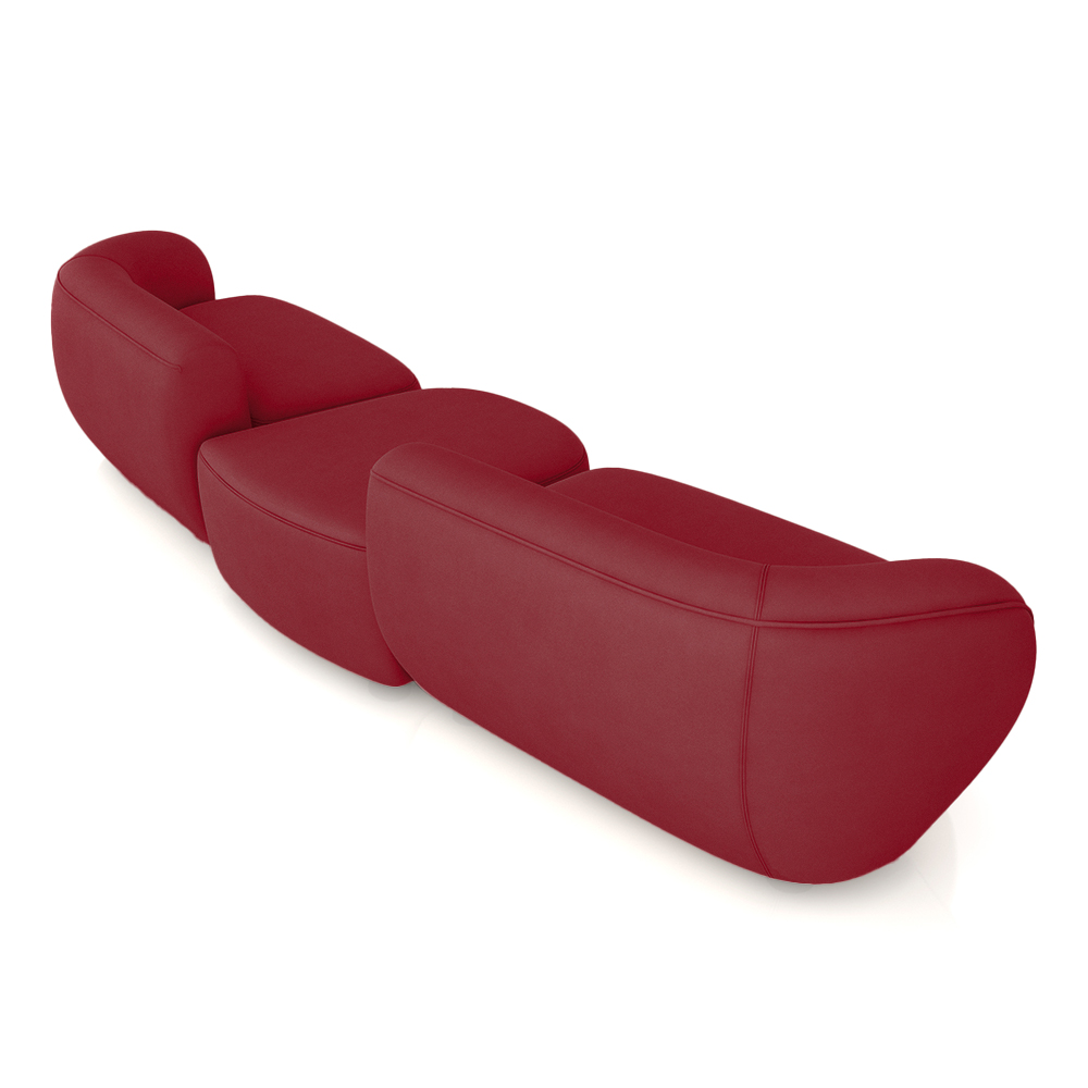 Sofá Versátil Sala de Estar Egito 342cm Modulado Veludo Bordô G52 - Gran Belo