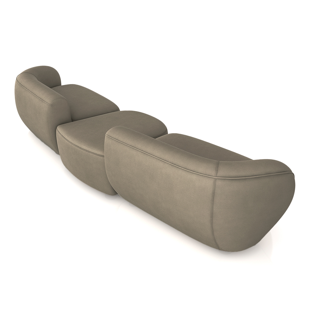Sofá Versátil Sala de Estar Egito 342cm Modulado Veludo Marrom G52 - Gran Belo