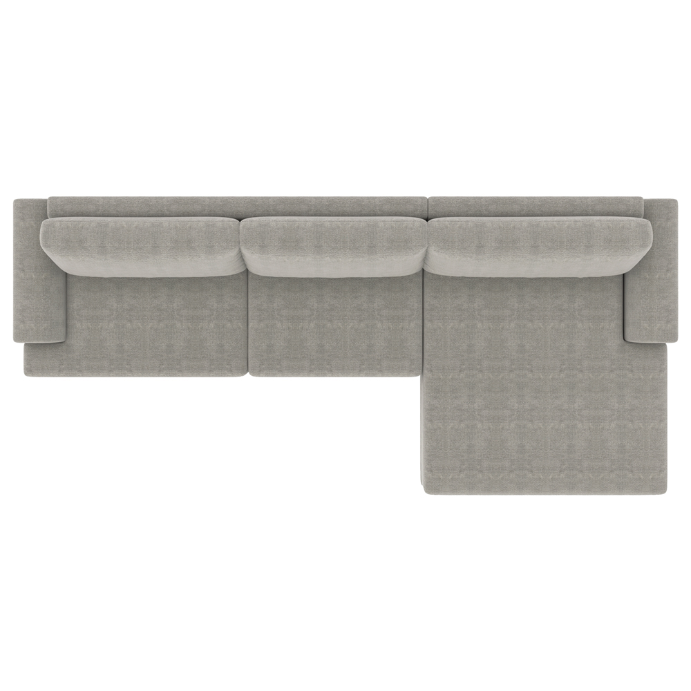 Sofá com Chaise Direita 384cm Índico Linho Cinza G52 - Gran Belo