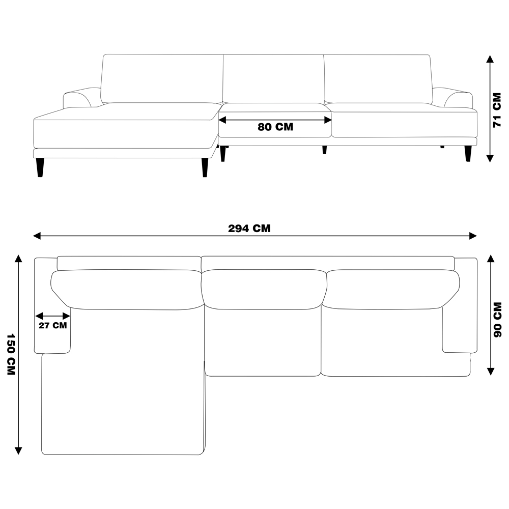 Sofá com Chaise Esquerda 294cm Índico Linho Cinza G52 - Gran Belo
