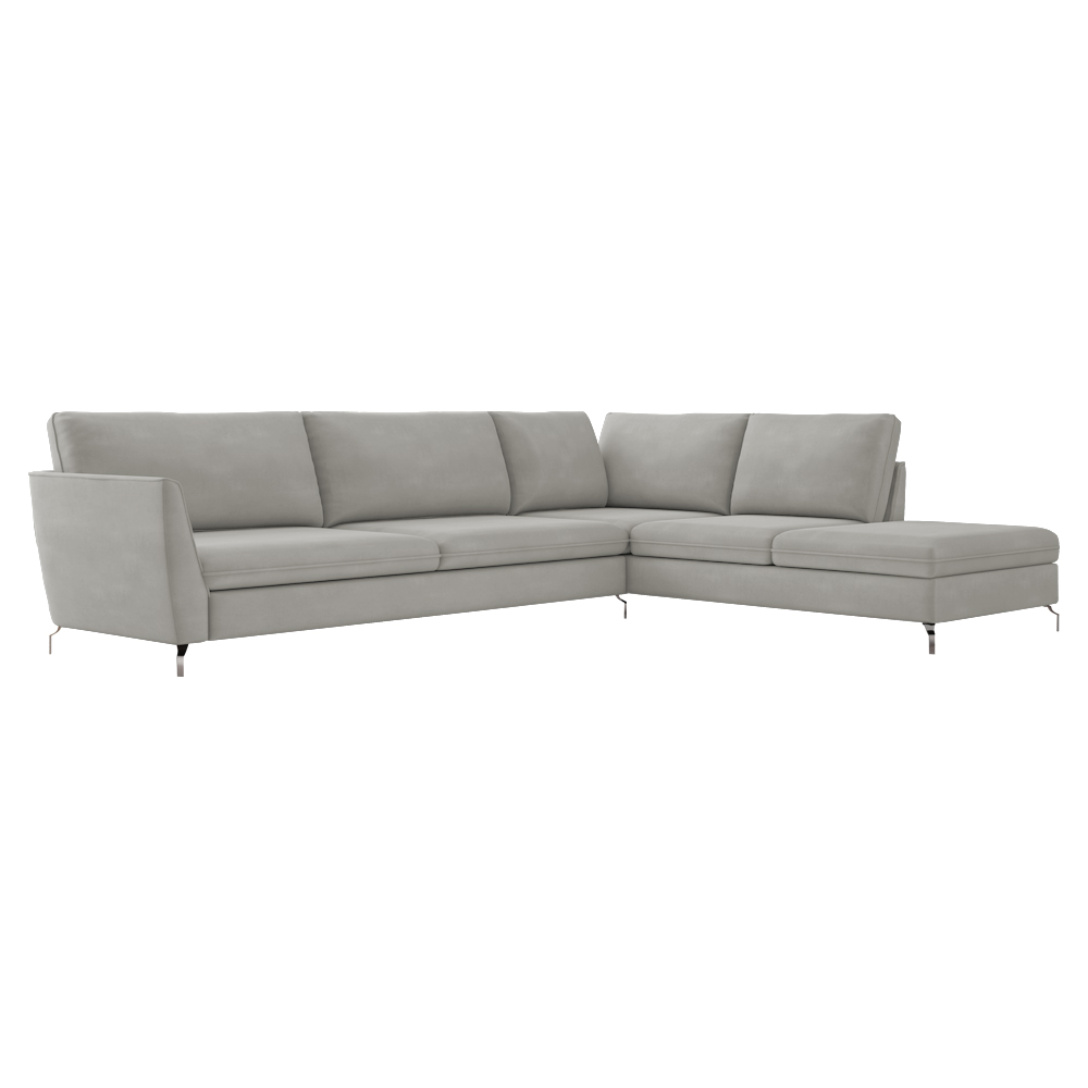 Sofá de Canto Chaise Direito 267 cm Olívia Suede Cinza G52 - Gran Belo