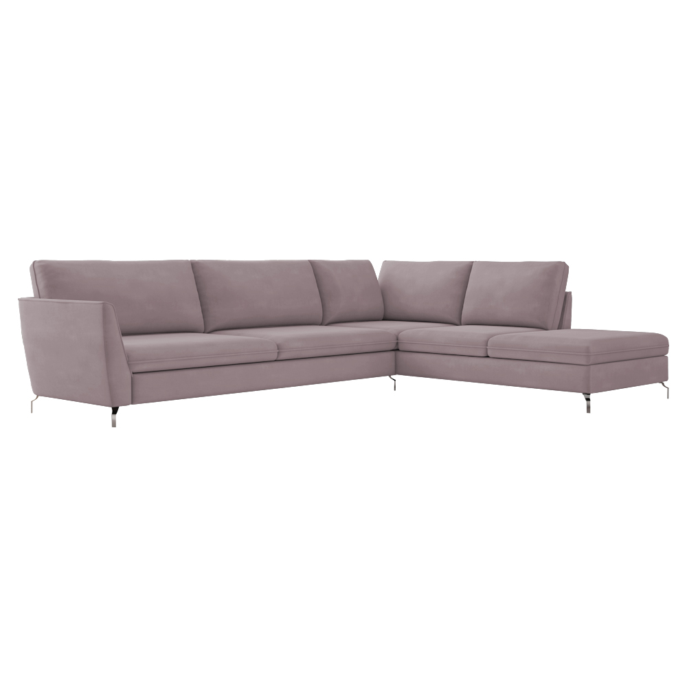 Sofá de Canto Chaise Direito 267 cm Olívia Suede Rosê G52 - Gran Belo