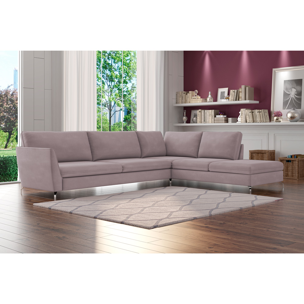 Sofá de Canto Chaise Direito 267 cm Olívia Suede Rosê G52 - Gran Belo