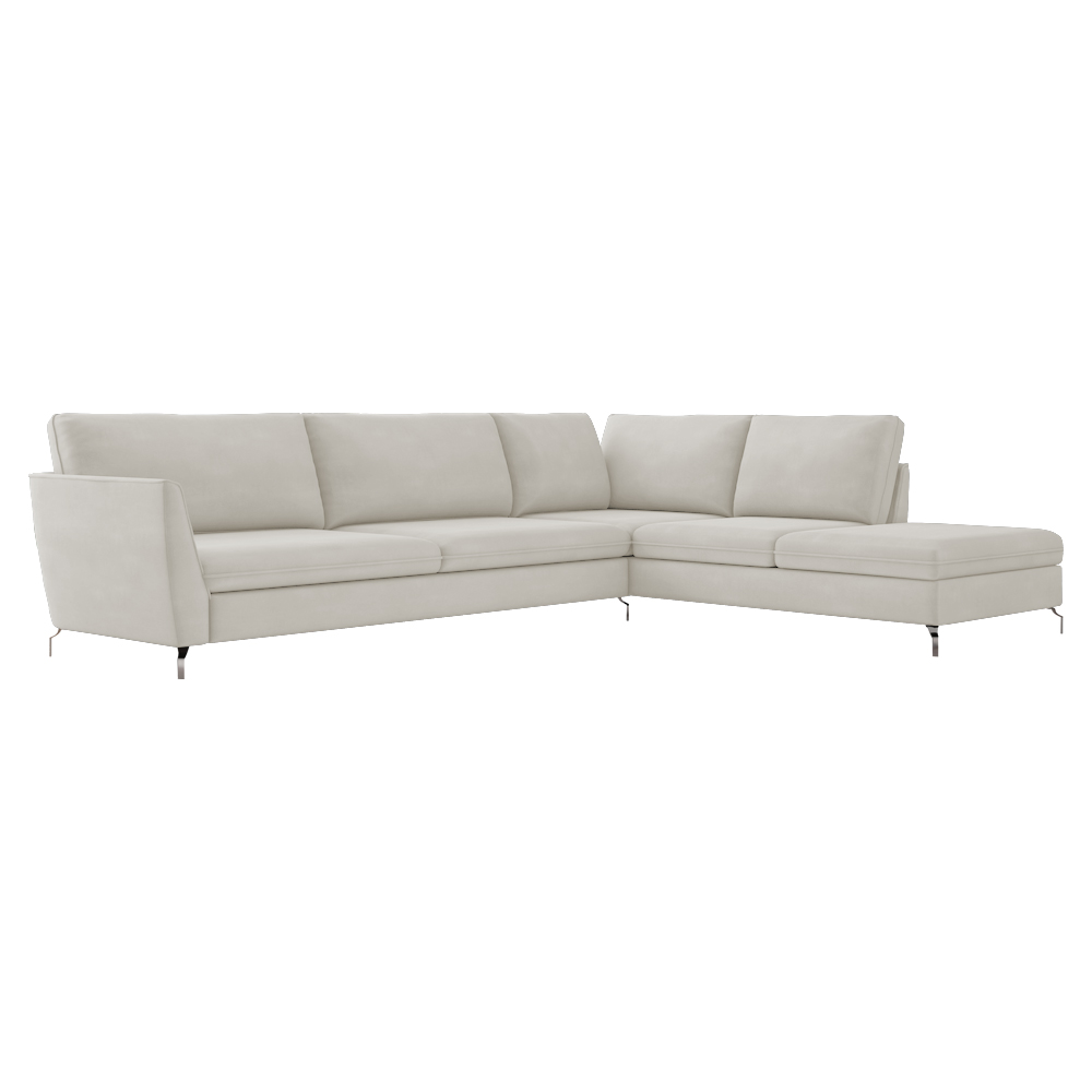 Sofá de Canto Chaise Direito 307 cm Olívia Suede Bege G52 - Gran Belo