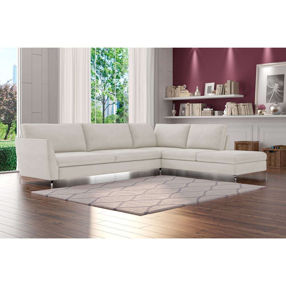 Sofá de Canto Chaise Direito 307 cm Olívia Suede Bege G52 - Gran Belo