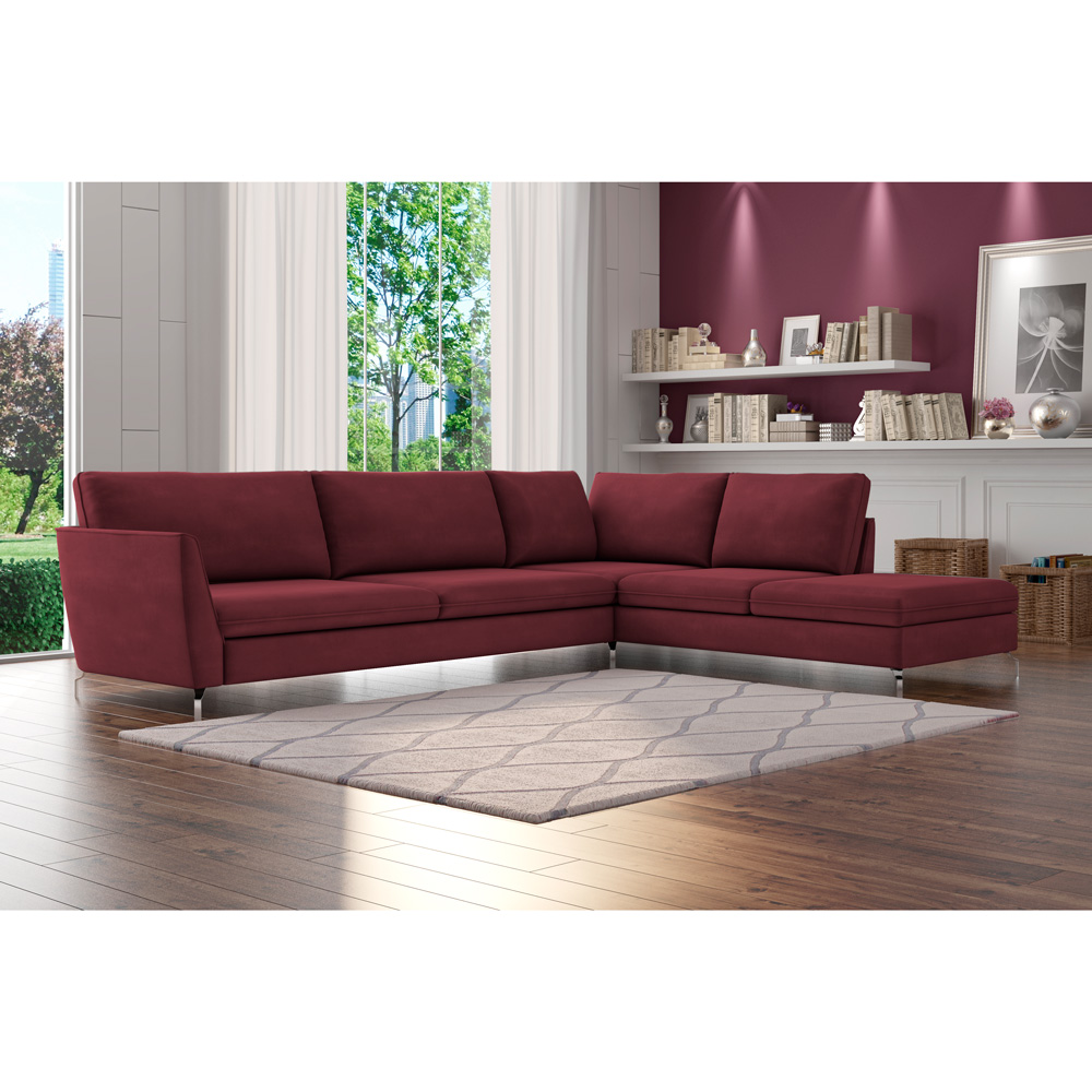 Sofá de Canto Chaise Direito 307 cm Olívia Suede Bordô G52 - Gran Belo