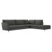Sofá de Canto Chaise Direito 307 cm Olívia Suede Grafite G52 - Gran Belo