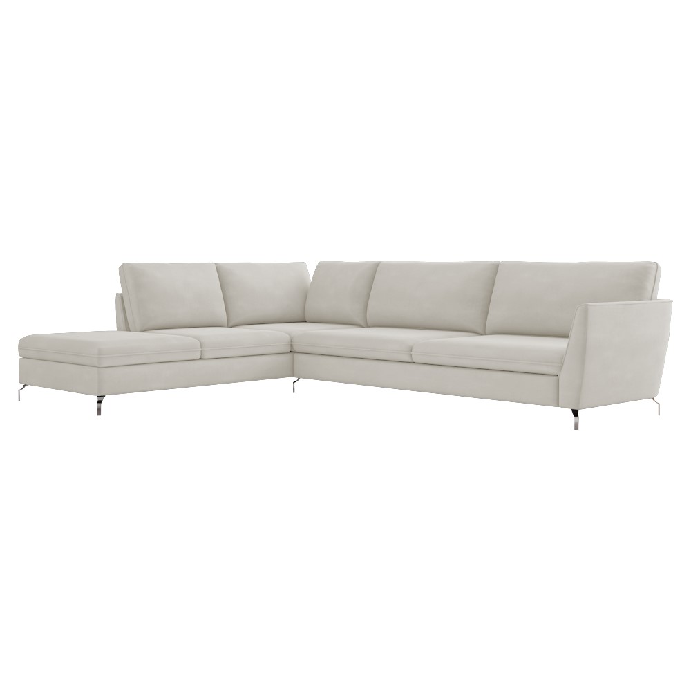 Sofá de Canto Chaise Esquerdo 267 cm Olívia Suede Bege G52 - Gran Belo