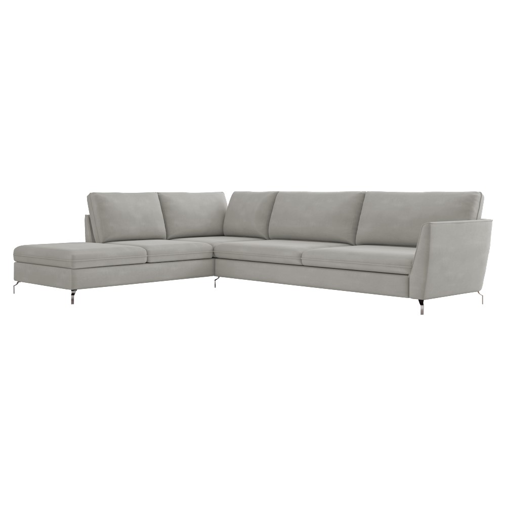 Sofá de Canto Chaise Esquerdo 267 cm Olívia Suede Cinza G52 - Gran Belo