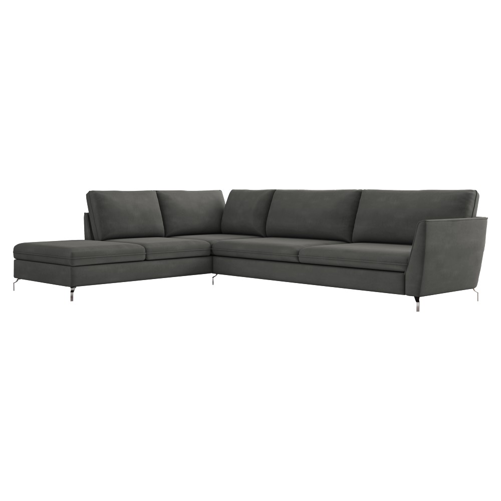 Sofá de Canto Chaise Esquerdo 267 cm Olívia Suede Grafite G52 - Gran Belo