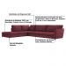 Sofá de Canto Chaise Esquerdo 287 cm Olívia Suede Bordô G52 - Gran Belo
