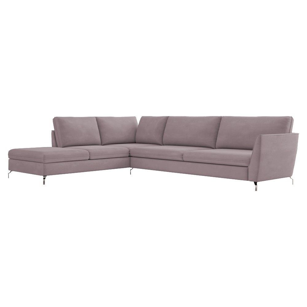 Sofá de Canto Chaise Esquerdo 287 cm Olívia Suede Rosê G52 - Gran Belo
