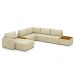 Sofá de Canto Decorativo Sala de Estar 603cm Modulado Takashi com Chaise e Puffs Linho Bege G45 - Gran Belo