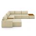 Sofá de Canto Decorativo Sala de Estar 603cm Modulado Takashi com Chaise e Puffs Linho Bege G45 - Gran Belo