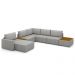 Sofá de Canto Decorativo Sala de Estar 603cm Modulado Takashi com Chaise e Puffs Linho Cinza  G45 - Gran Belo