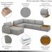 Sofá de Canto Decorativo Sala de Estar 603cm Modulado Takashi com Chaise e Puffs Linho Cinza  G45 - Gran Belo
