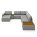 Sofá de Canto Decorativo Sala de Estar 603cm Modulado Takashi com Chaise e Puffs Linho Cinza  G45 - Gran Belo