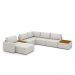 Sofá de Canto Decorativo Sala de Estar 603cm Modulado Takashi com Chaise e Puffs Linho Off White G45 - Gran Belo