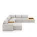 Sofá de Canto Decorativo Sala de Estar 603cm Modulado Takashi com Chaise e Puffs Linho Off White G45 - Gran Belo