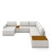 Sofá de Canto Decorativo Sala de Estar 603cm Modulado Takashi com Chaise e Puffs Linho Off White G45 - Gran Belo