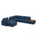 Sofá de Canto Decorativo Sala de Estar 715cm Modulado Takashi com Chaise e Puffs Linho Azul Petróleo G45 - Gran Belo