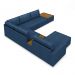 Sofá de Canto Decorativo Sala de Estar 715cm Modulado Takashi com Chaise e Puffs Linho Azul Petróleo G45 - Gran Belo