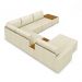Sofá de Canto Decorativo Sala de Estar 715cm Modulado Takashi com Chaise e Puffs Linho Bege G45 - Gran Belo