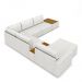 Sofá de Canto Decorativo Sala de Estar 715cm Modulado Takashi com Chaise e Puffs Linho Off White G45 - Gran Belo