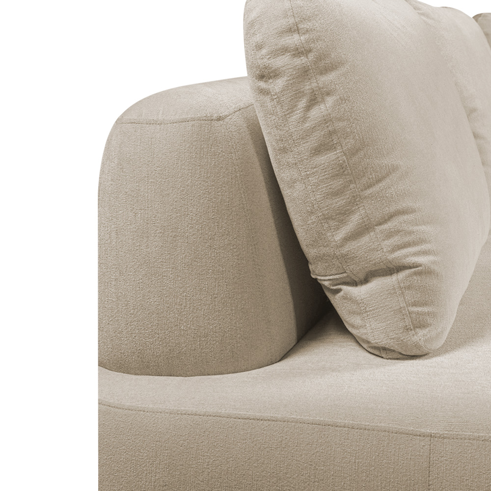 Sofá de Canto Modulado Vercelli 562cm com Almofadas Soltas e Puff Veludo Luxo Bege  G92 - Gran Belo