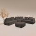 Sofá de Canto Modulado Vercelli 562cm com Almofadas Soltas e Puff Veludo Luxo Marrom  G92 - Gran Belo
