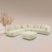 Sofá de Canto Modulado Vercelli 562cm com Almofadas Soltas e Puff Veludo Luxo Off White G92 - Gran Belo