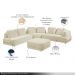 Sofá de Canto Modulado Vercelli 562cm com Almofadas Soltas e Puff Veludo Luxo Off White G92 - Gran Belo