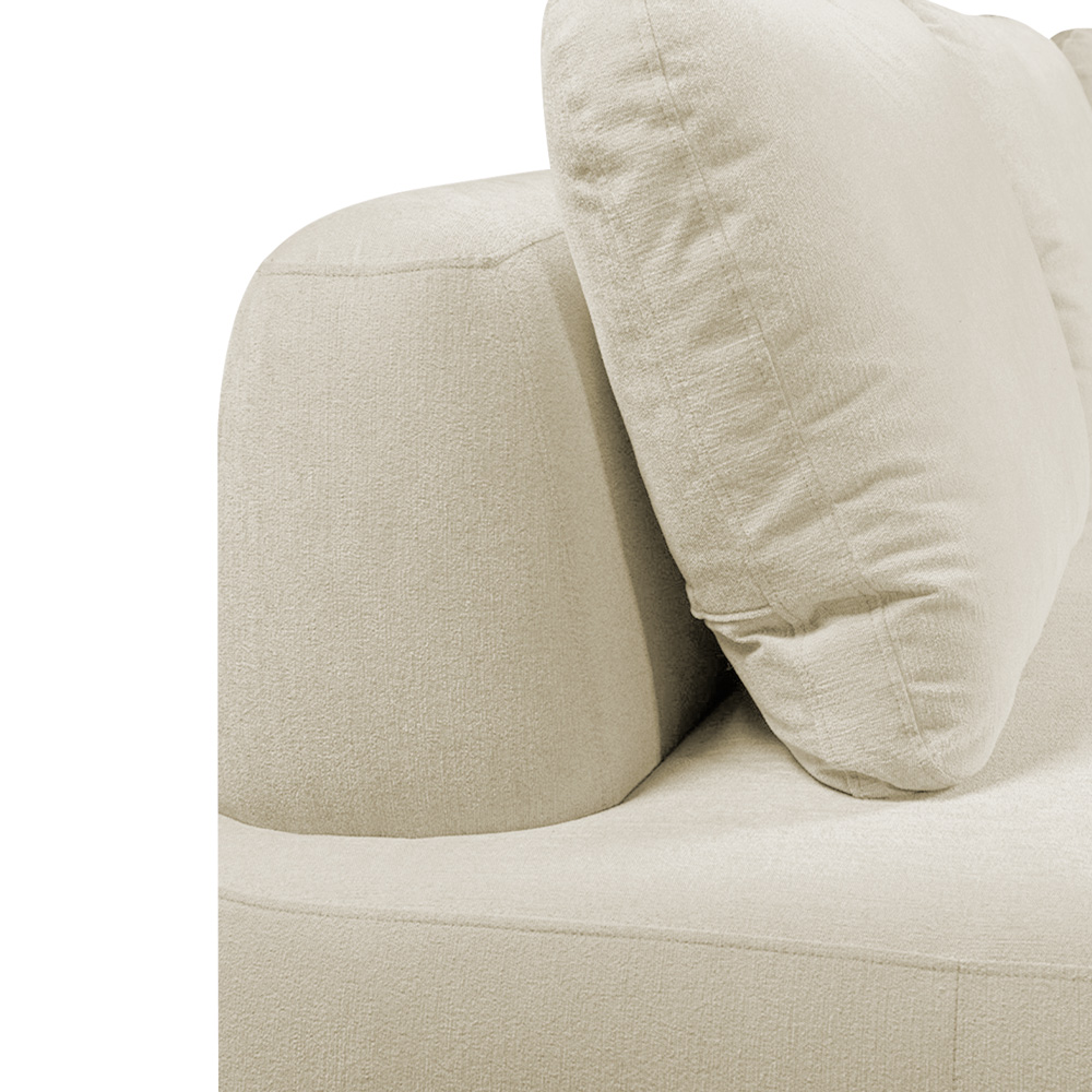 Sofá de Canto Modulado Vercelli 562cm com Almofadas Soltas e Puff Veludo Luxo Off White G92 - Gran Belo