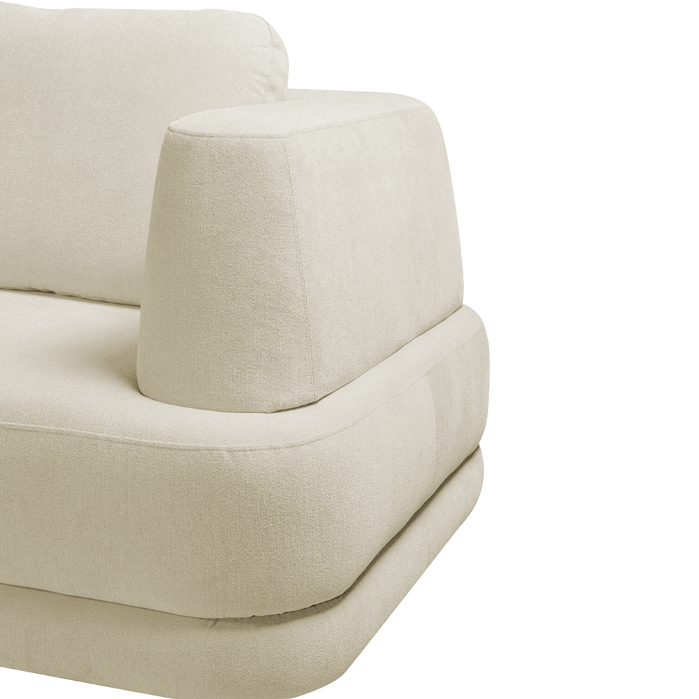 Sofá de Canto Modulado Vercelli 562cm com Almofadas Soltas e Puff Veludo Luxo Off White G92 - Gran Belo