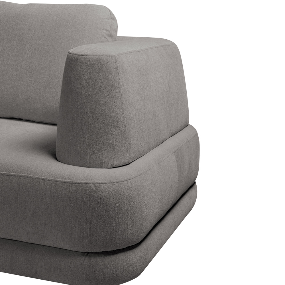 Sofá de Canto Modulado Vercelli 602cm com Almofadas Soltas e Puff Veludo Luxo Cinza G92 - Gran Belo
