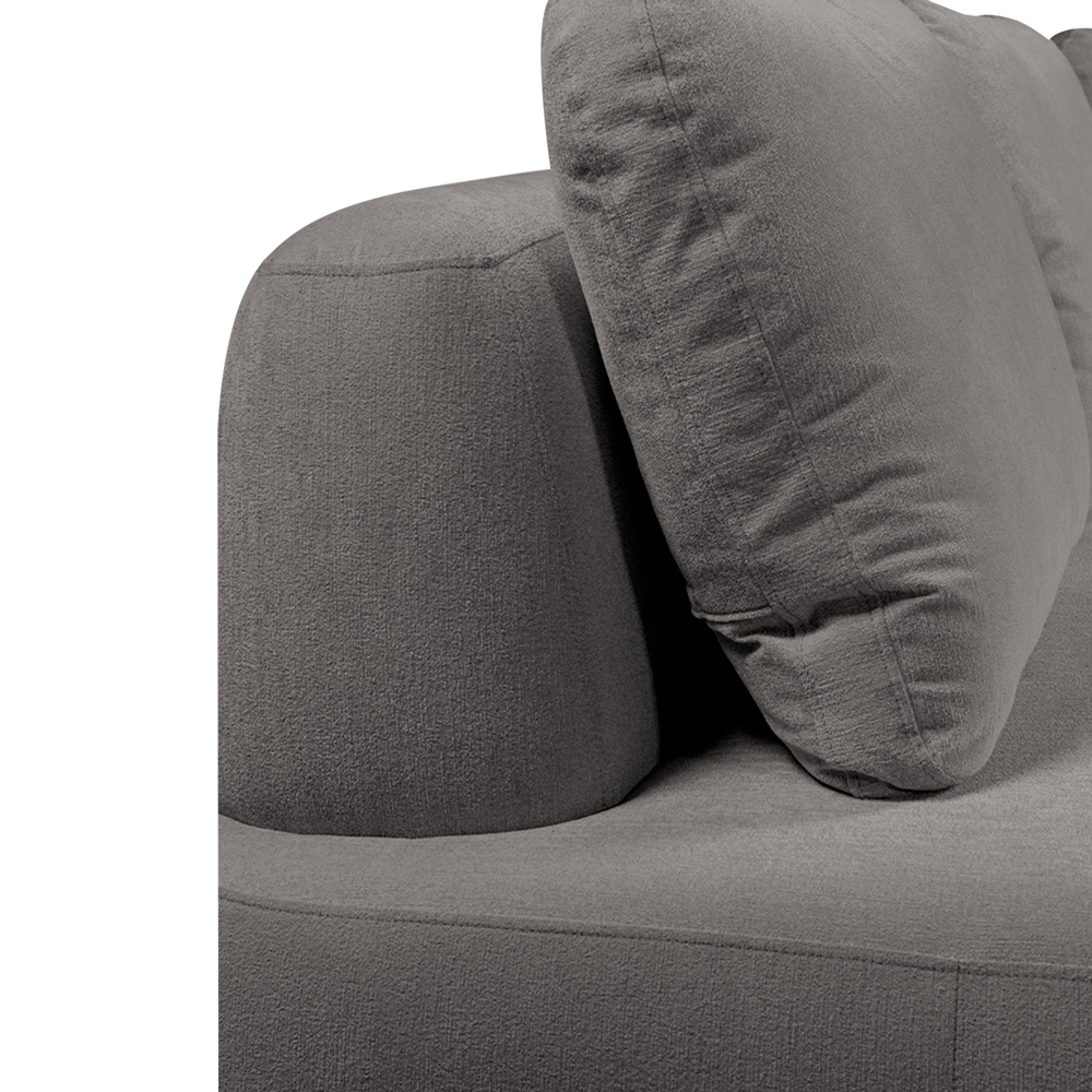 Sofá de Canto Modulado Vercelli 602cm com Almofadas Soltas e Puff Veludo Luxo Cinza G92 - Gran Belo