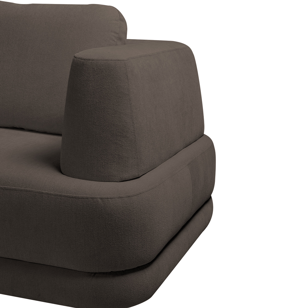 Sofá de Canto Modulado Vercelli 602cm com Almofadas Soltas e Puff Veludo Luxo Marrom  G92 - Gran Belo
