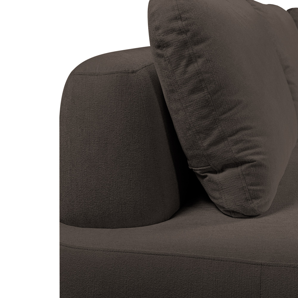 Sofá de Canto Modulado Vercelli 602cm com Almofadas Soltas e Puff Veludo Luxo Marrom  G92 - Gran Belo