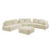 Sofá de Canto Modulado Vercelli 602cm com Almofadas Soltas e Puff Veludo Luxo Off White G92 - Gran Belo