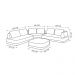 Sofá de Canto Modulado Vercelli 602cm com Almofadas Soltas e Puff Veludo Luxo Off White G92 - Gran Belo