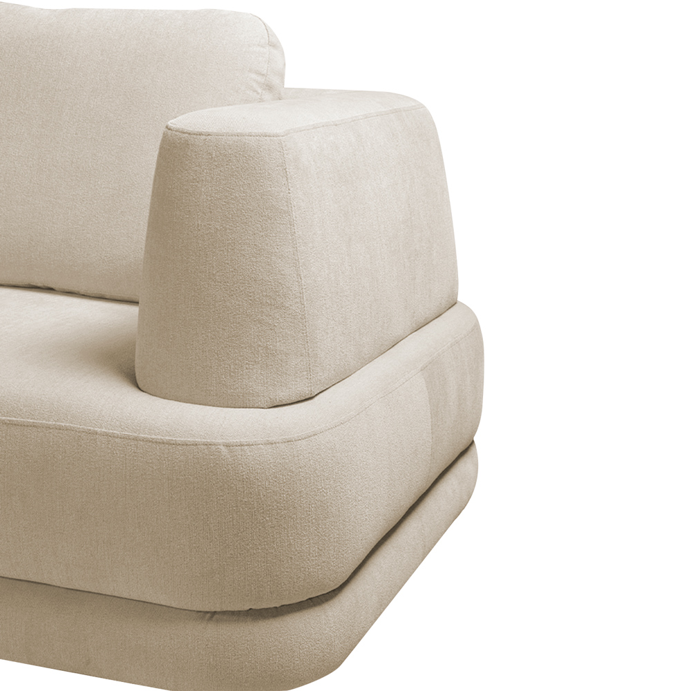 Sofá de Canto Modulado Vercelli 642cm com Almofadas Soltas e Puff Veludo Luxo Bege  G92 - Gran Belo