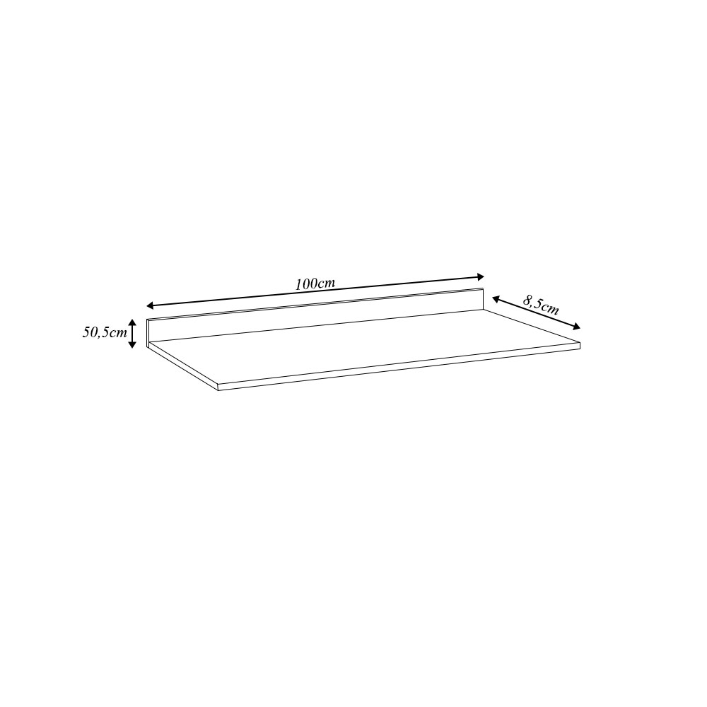 Tampo para Balcão de Cozinha com Rodapé Torfi 100cm MDP/BP Preto G96 - Gran Belo