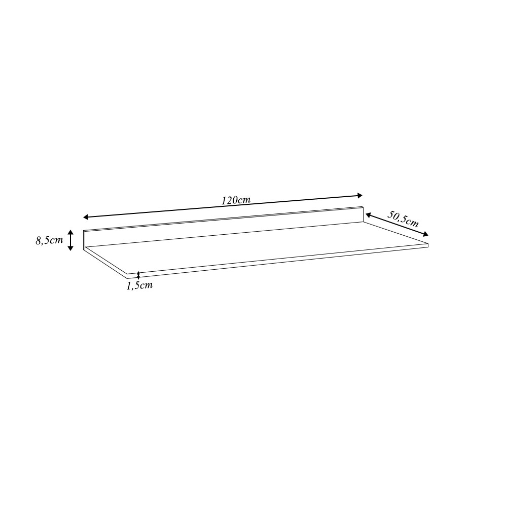 Tampo para Balcão de Cozinha com Rodapé Torfi 120cm MDP/BP Branco G96 - Gran Belo