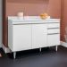 Tampo para Balcão de Cozinha com Rodapé Torfi 180cm MDP/BP Branco G96 - Gran Belo