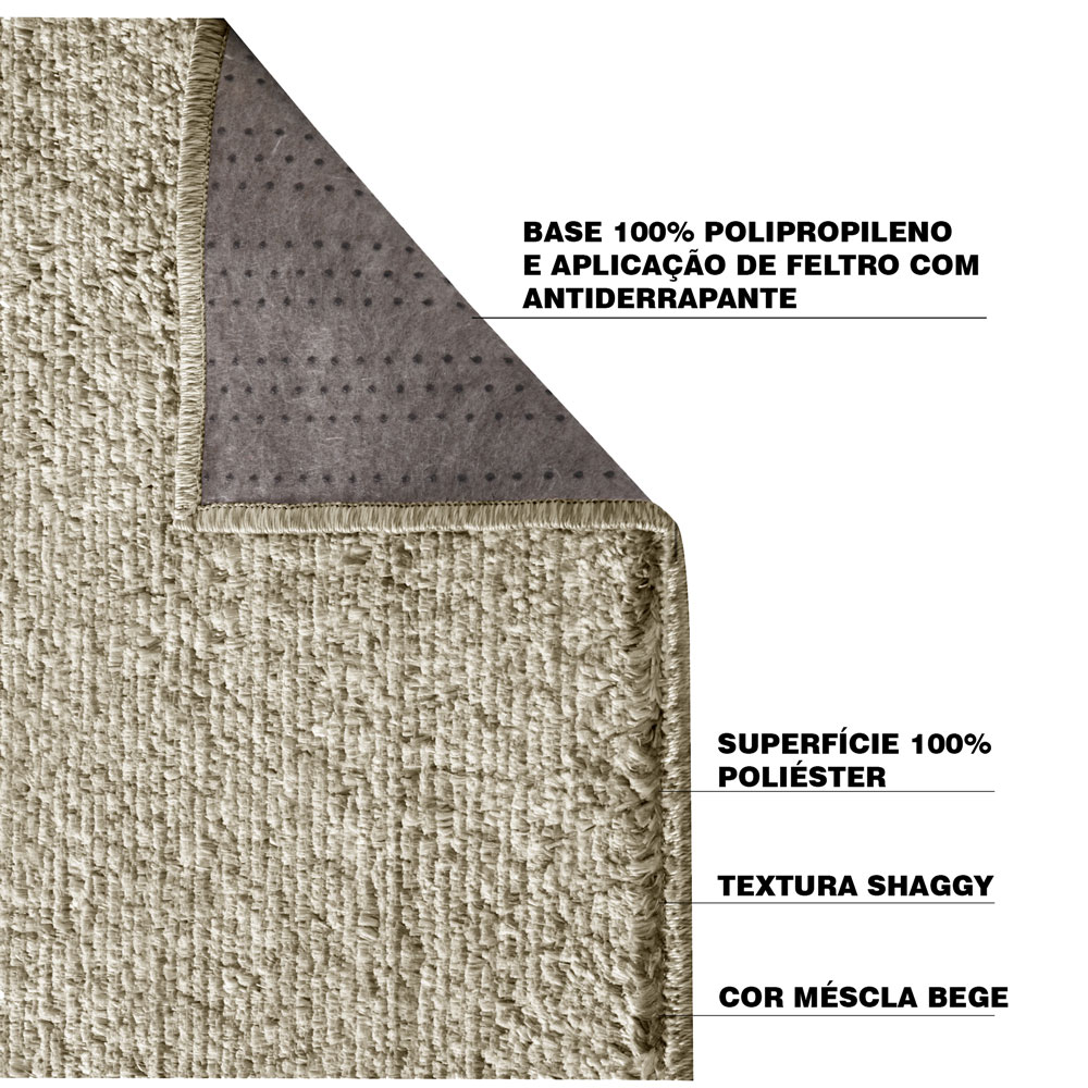 Tapete Sala de Estar 100x150cm Labrador Bege G30 - Gran Belo