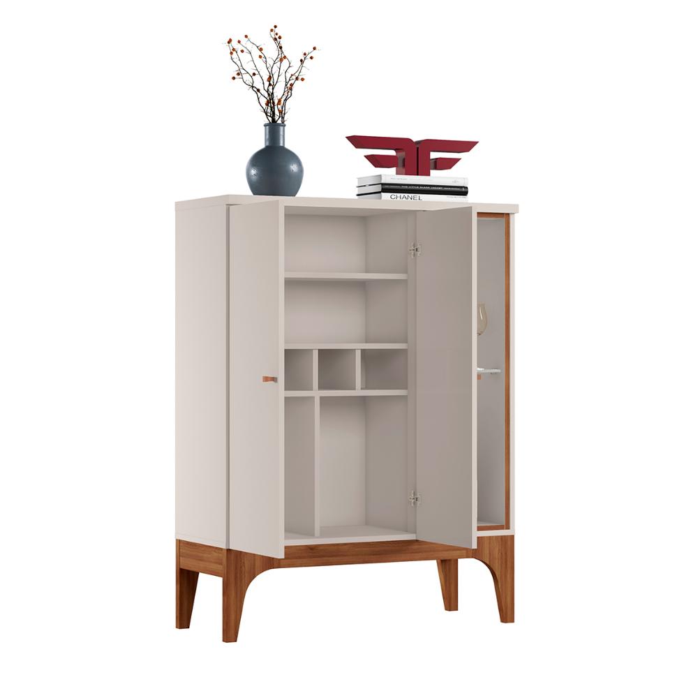 Aparador Bar Buffet Veneza 2 Portas Com Adega Interna Off White/Matte