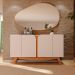 Aparador Buffet Cerrado Sala de Estar com 4 Portas Off White/Matte