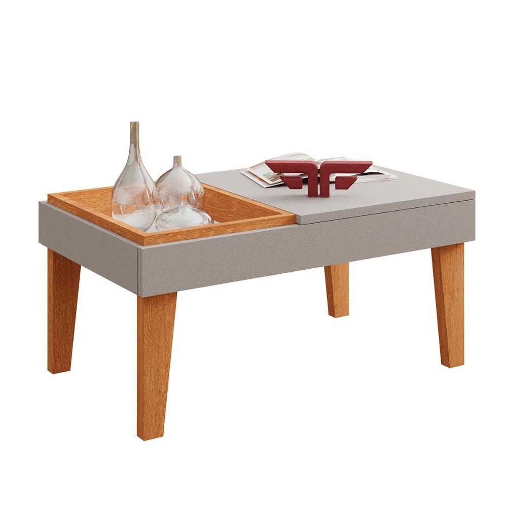 Mesa de Centro Veneza Sala de Estar Fendi Metalic/Cinamomo